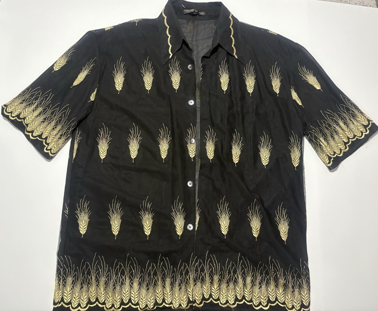 MEN’S CREME DE SILK SHORT SLEEVE SEMI SHEER SHIRT OR BEACH COVER SIZE XL