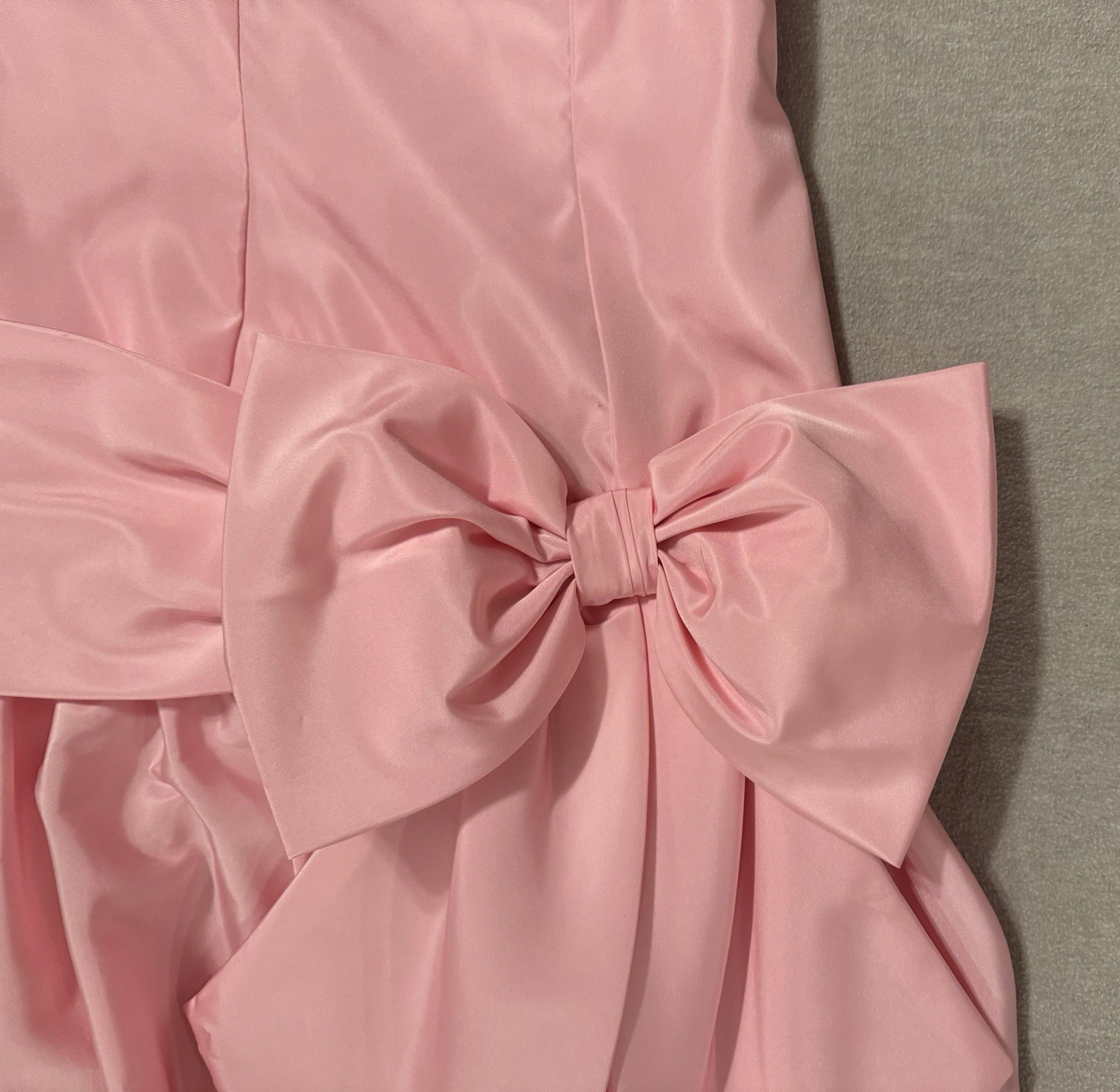 Vintage 80s Girls Pink Puff Sleeve Party Dress Big Bow USA Made sz 5/6 Princess