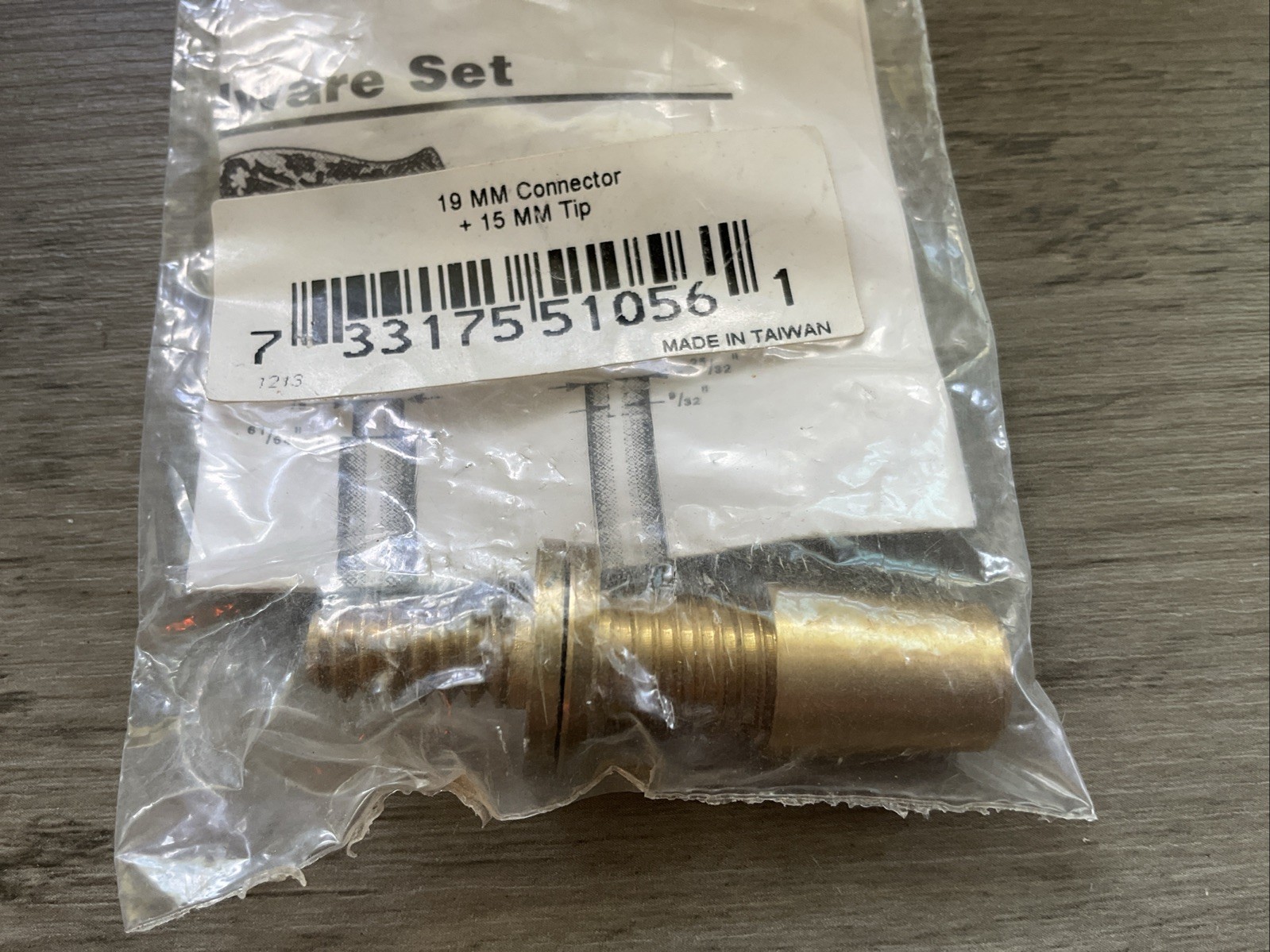 Brass Cane Foot Hardware Set 19mm Connector 15mm Tip New In Package