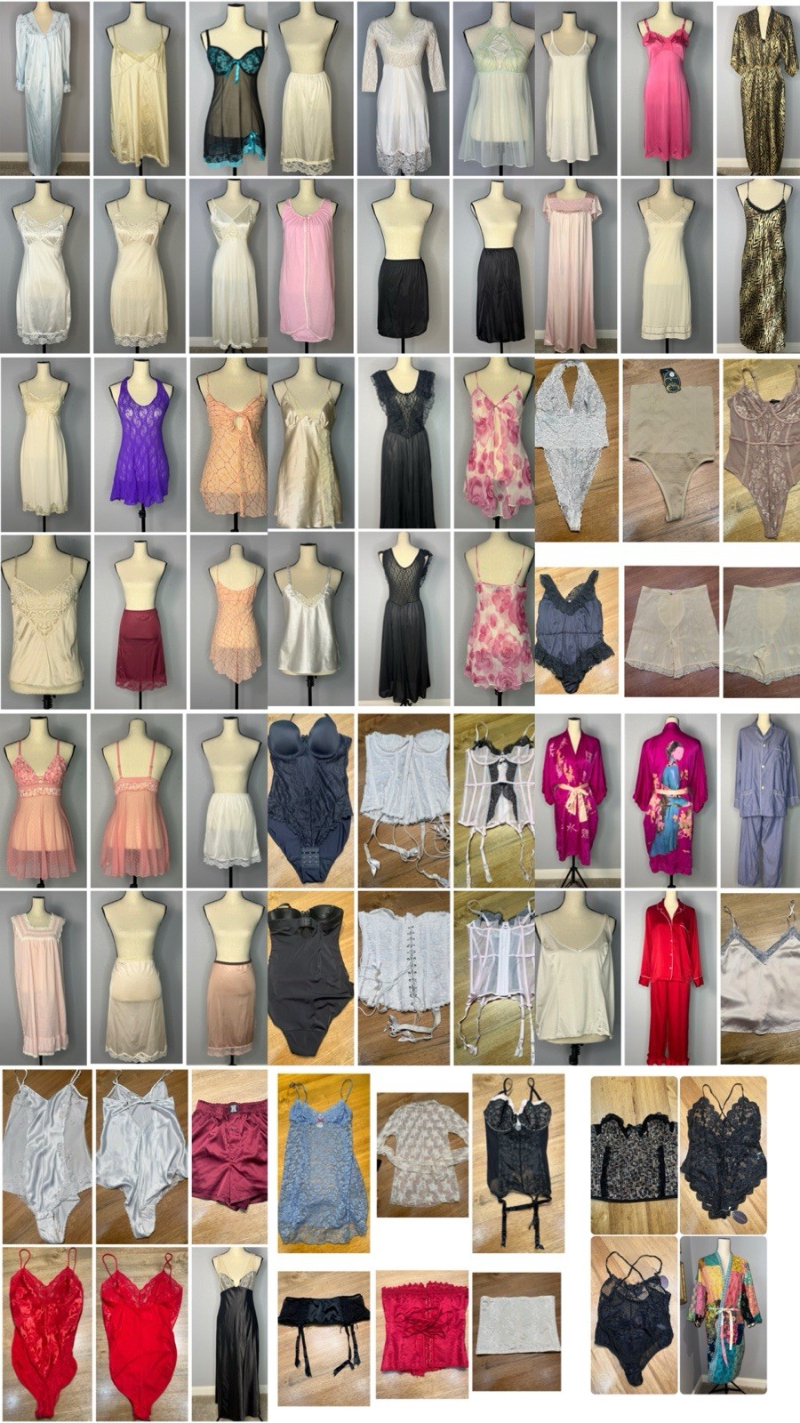 Lot Of 60 Pieces Vintage To Modern Nightgowns Nylon Silk Lace Robes Lingerie ++
