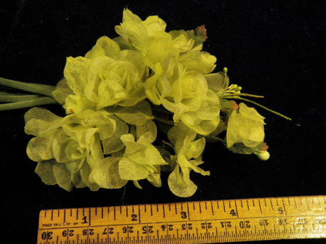 Millinery Flower Cluster Chiffon Organdy Green for Hat Wedding + Hair K71
