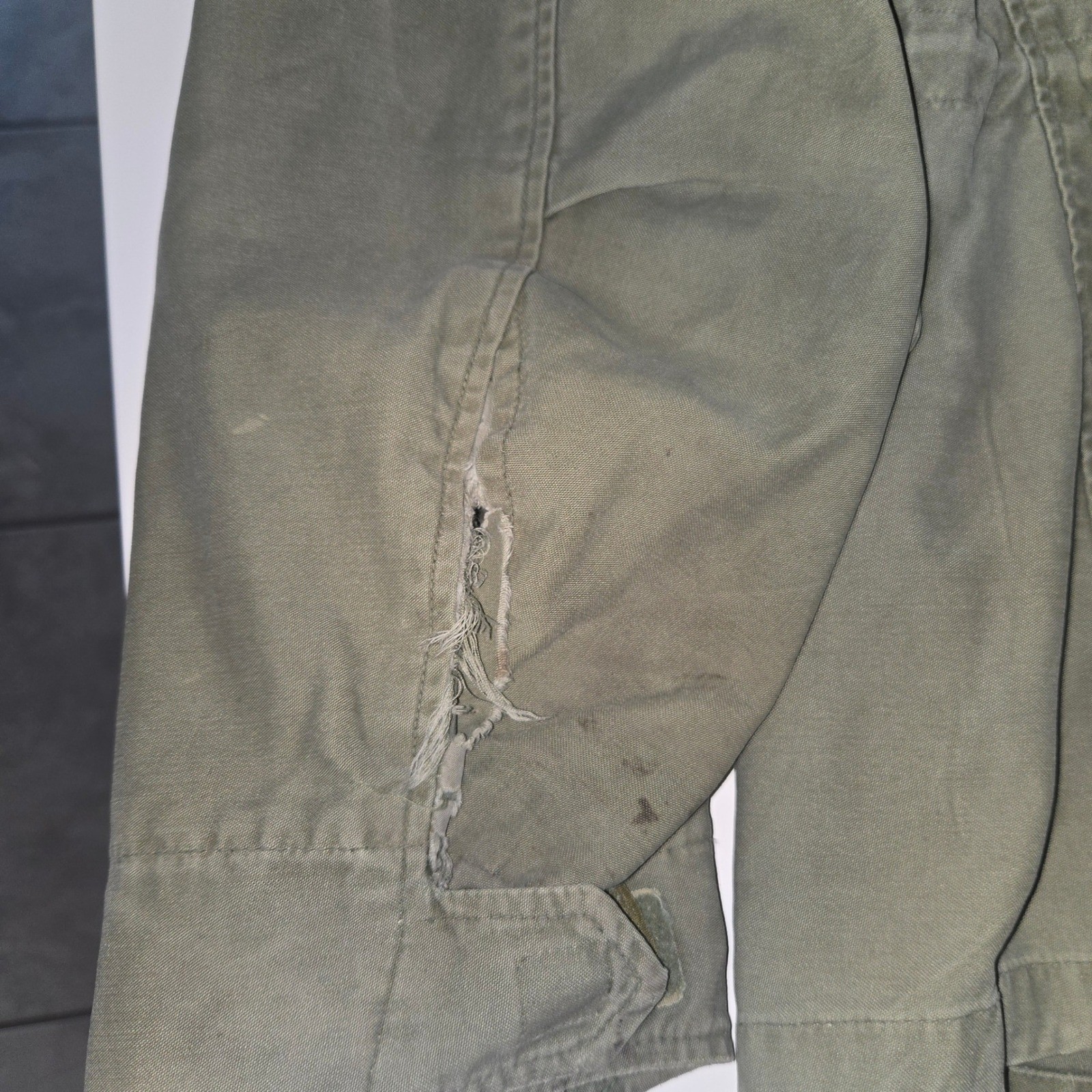 Vintage US Army Field Jacket Olive Drab Distressed Military M-65 Style Coat Mens