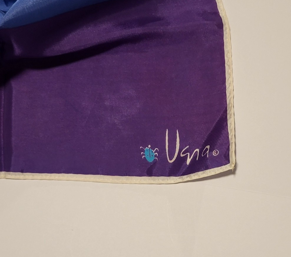 2 Vera Neumann Silk Square Scarves Ladybug Logo 25inx26in Geometric Pattern