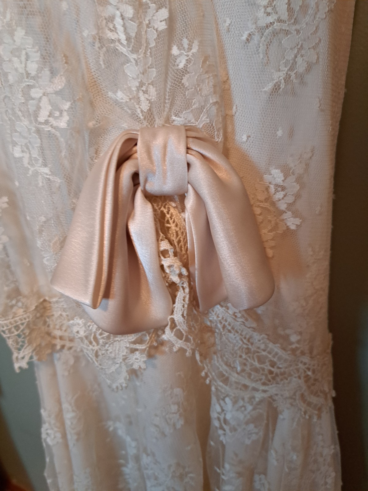 Vintage Barbara Chodos Floral Lace Dress Cream Color Size 14