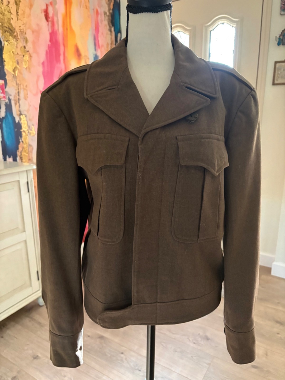 Vintage WWII U.S. Military Ike EISENHOWER Jacket Size S 40 Olive EXCELLENT