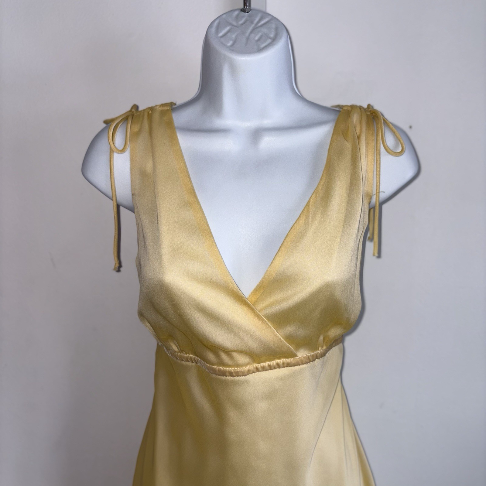 VTG Studio Y Yellow Chiffon Midi Tie Dress Size 13/14 Fairy Boho Ethereal Y2K