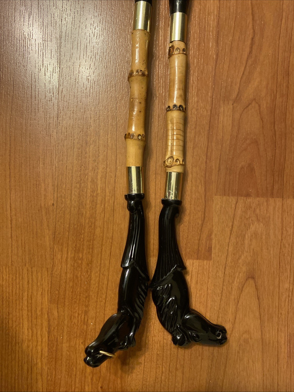 Vintage Bamboo Horse Head Shoe Horn and Brush 15” Set Japan Black Stallion RARE
