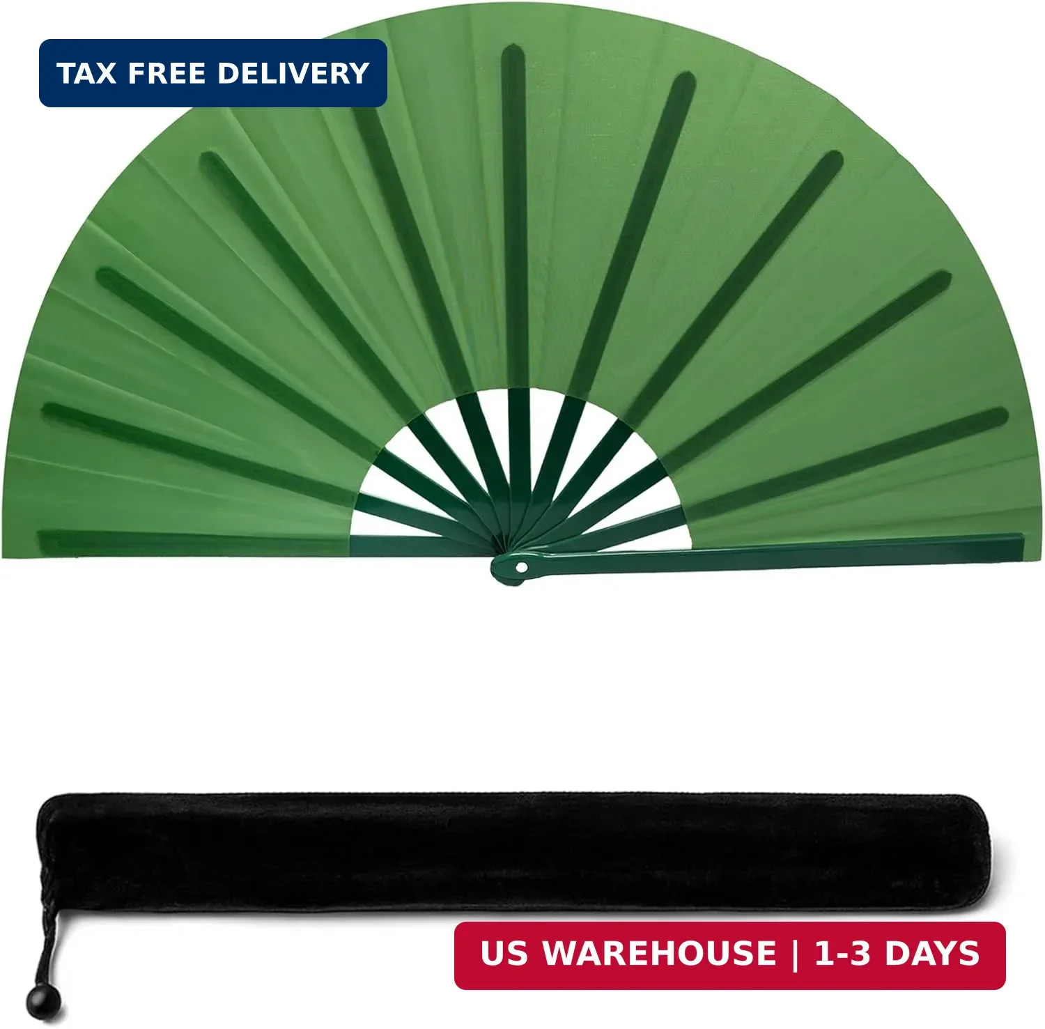 13IN Green Large Popping Hand Fan for Line Dancing Clacking Premium Silk Boots O