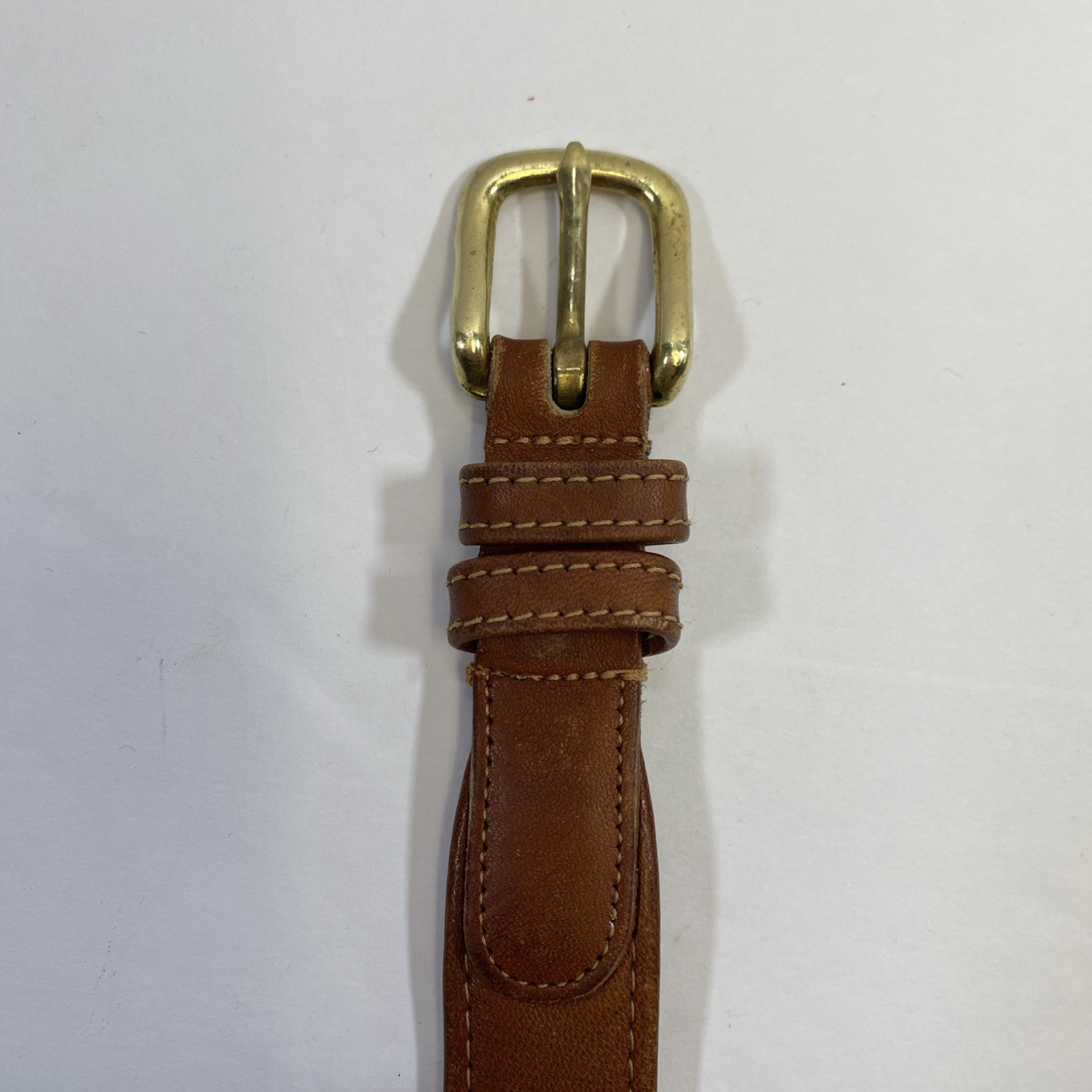 Vintage 1980s Coach Belt 114 Brown Leather Solid Brass Buckle Made In NY, Small