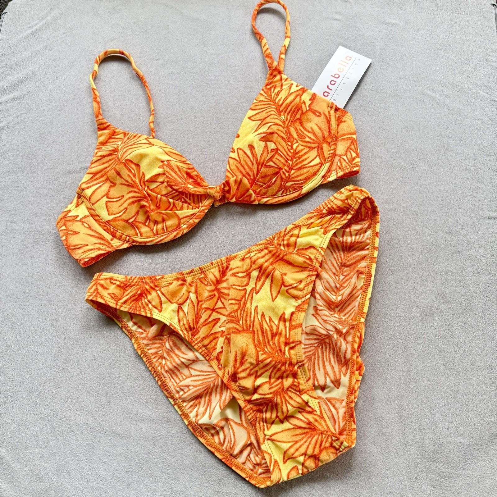Vtg Carabella Tropical Floral Bikini High Cut Set USA Kelly Kapowski 90s NEW
