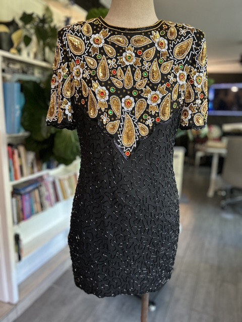 Vintage Beaded Cocktail gown Leslie Fay Sz 10 (S/M) Pristine!