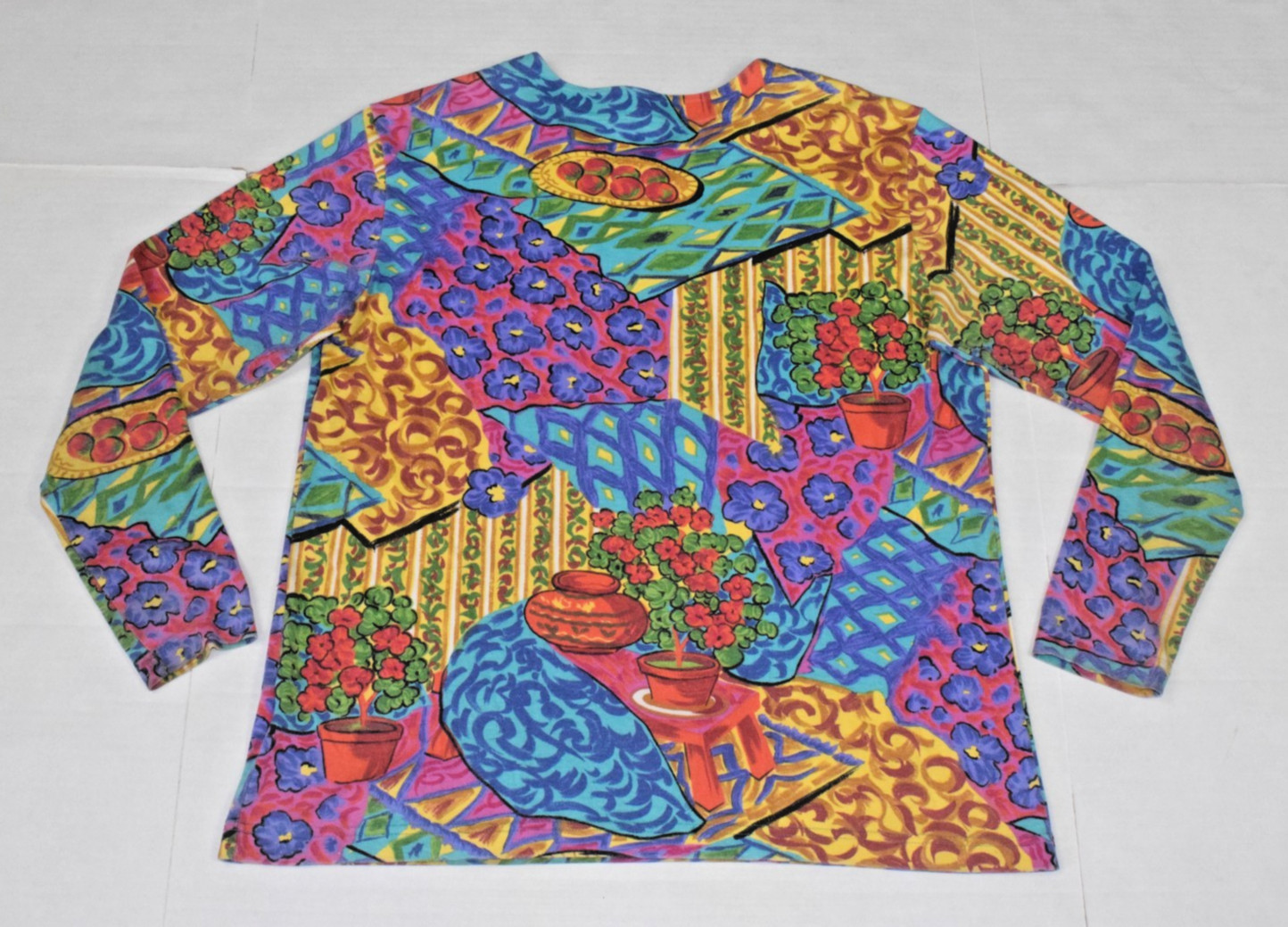 VTG Shirt Units Ltd. Ed. Size M/L 80s Colorful Patchwork Potted Plants Made USA