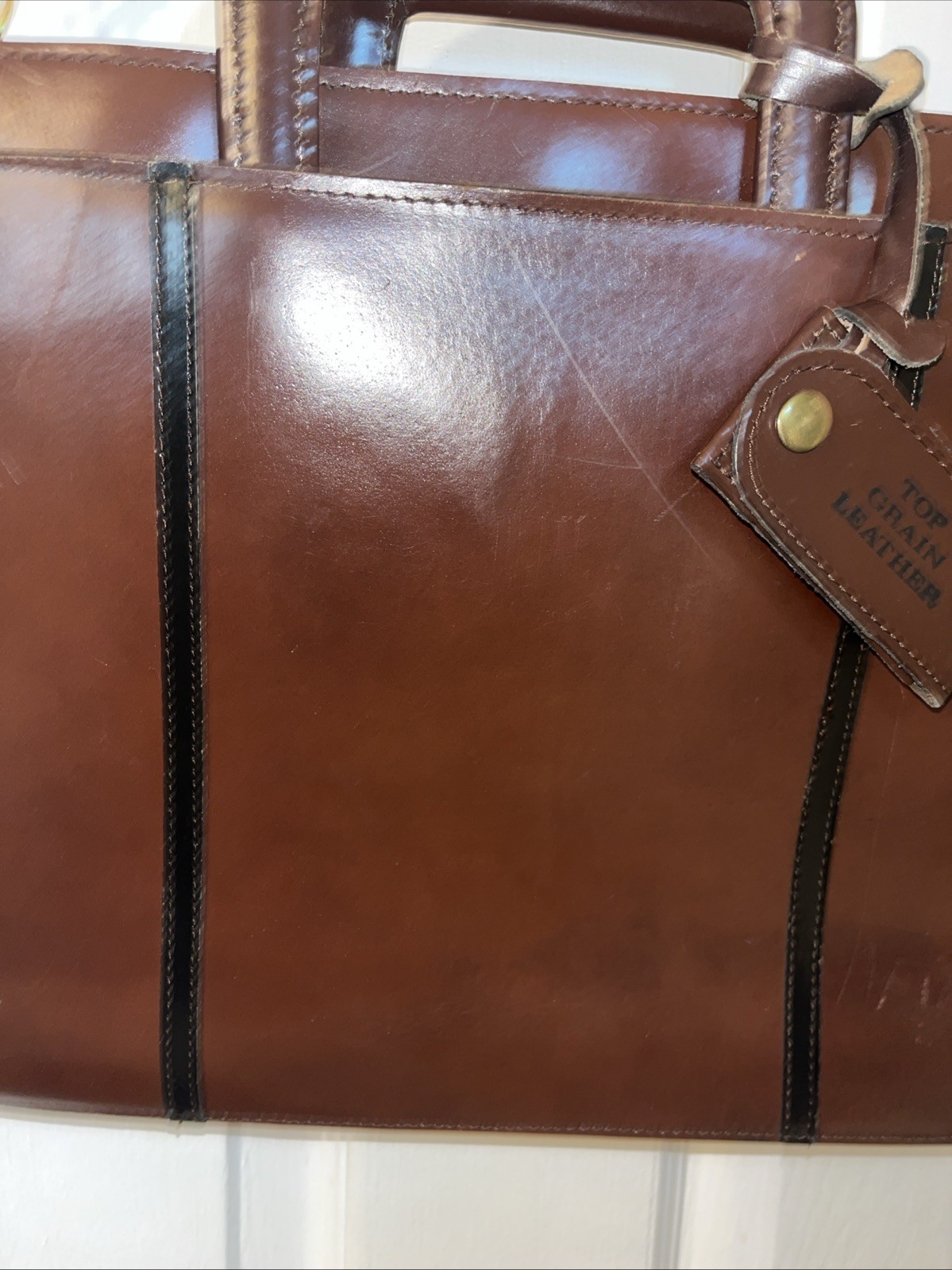 Vintage Men’s Top Grain Leather Briefcase Shoulder Business Bag made in Romania