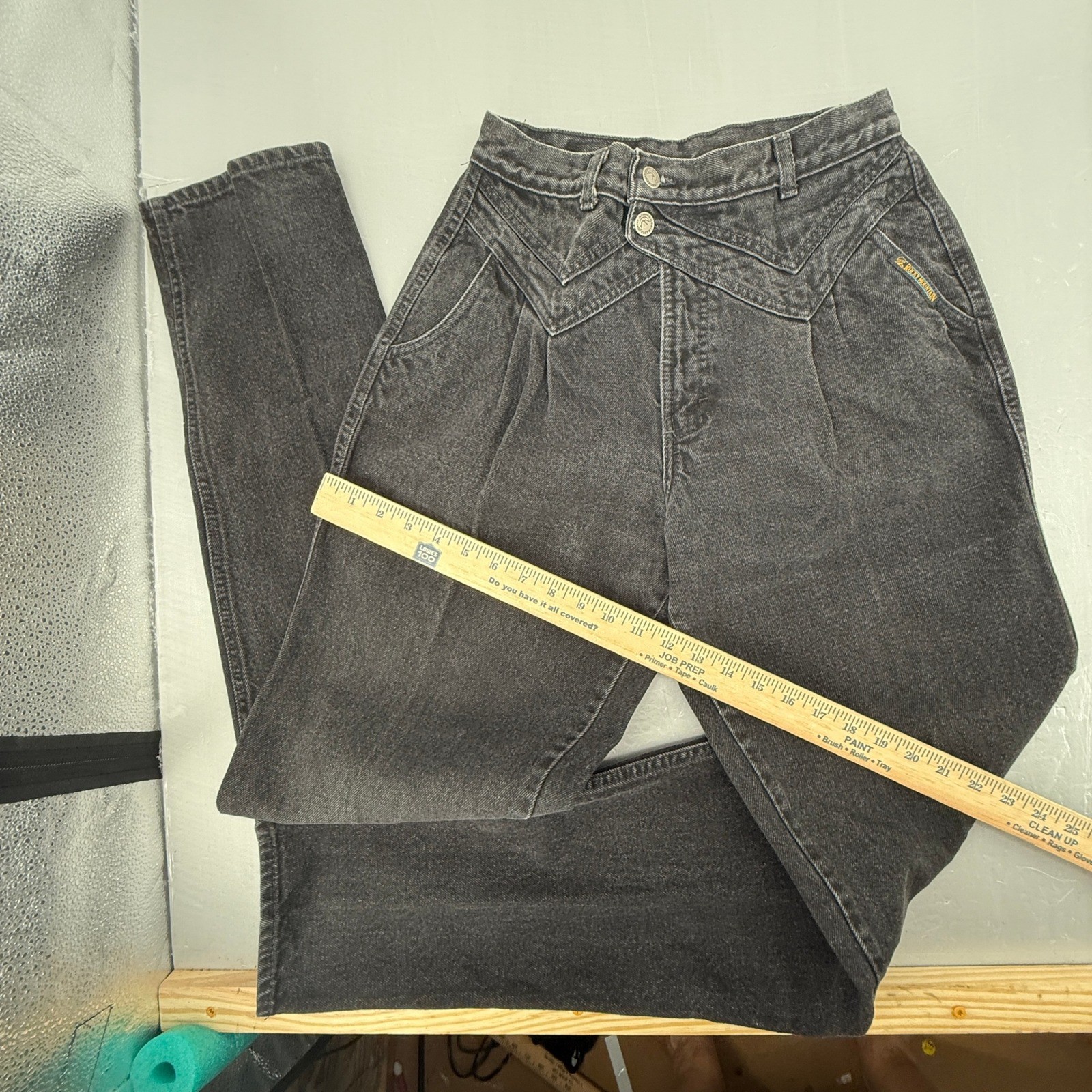 Rocky Mountain Vintage Western Jeans Black High Waist Pleated Crossover 30/11