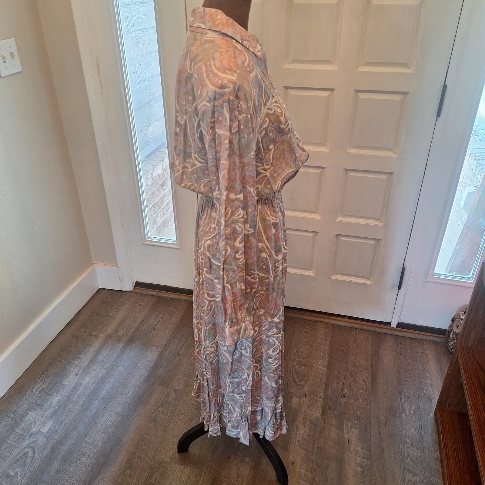 Vtg NWT 80s Leslie Faye Paisley Long Sleeved Dress, Sz 10