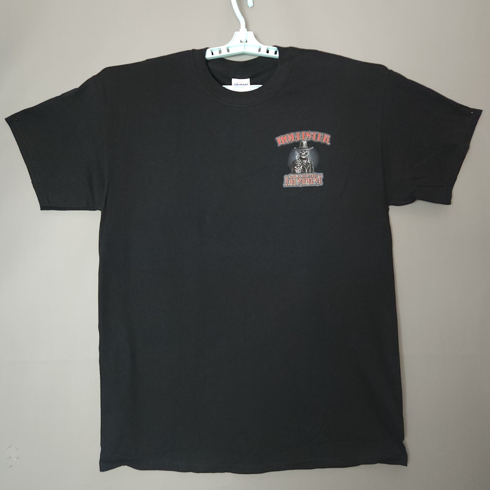 Hollister 2nd Amendment Shirt Large Black Tee Smoking Skeleton Revolver NWOT