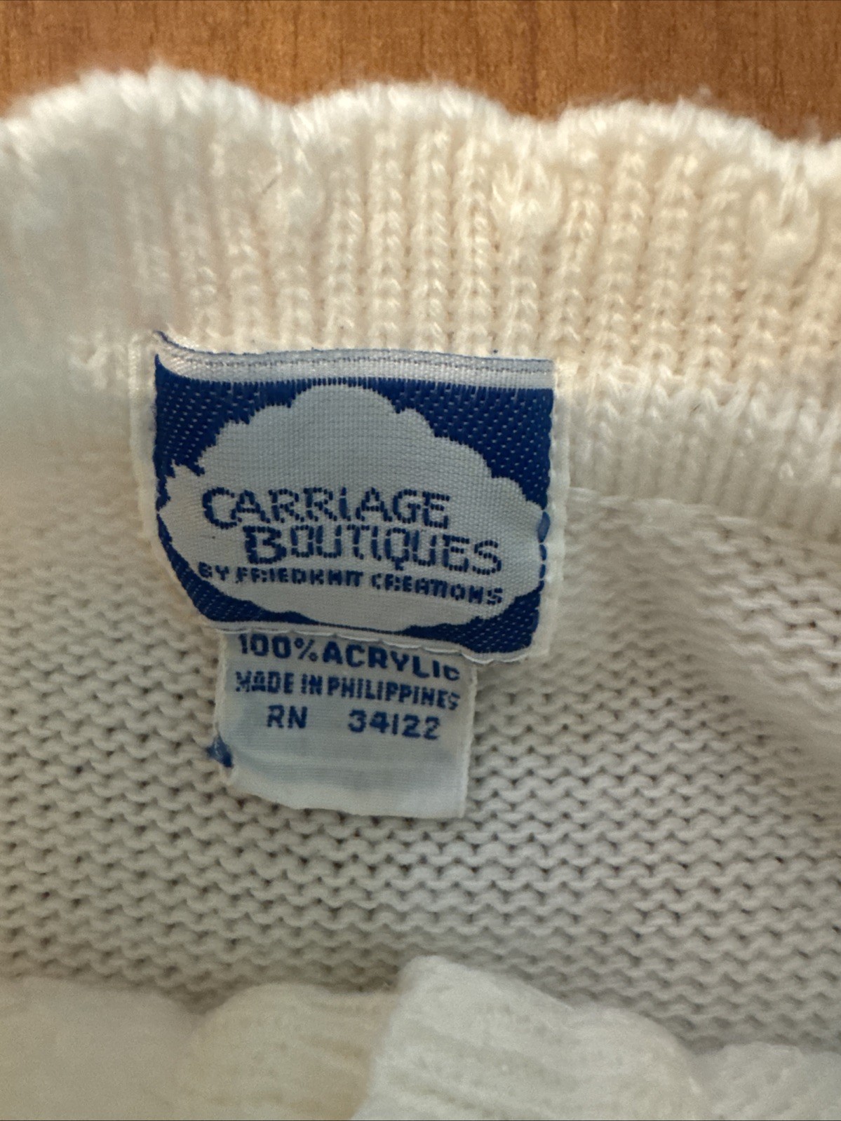VTG Carriage Boutiques Floral Embroidered White Knit Cardigan Girls Size 18-24mo