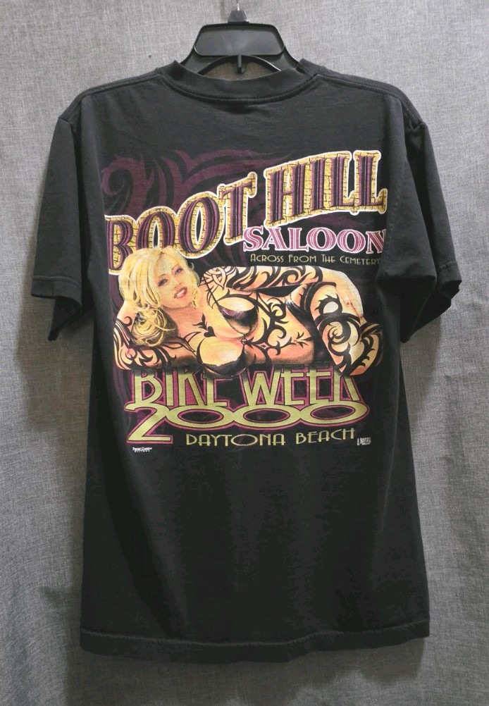 Vintage Y2K Biker Pocket T Shirts Boot Hill Saloon Daytona Beach 2000s Size SM