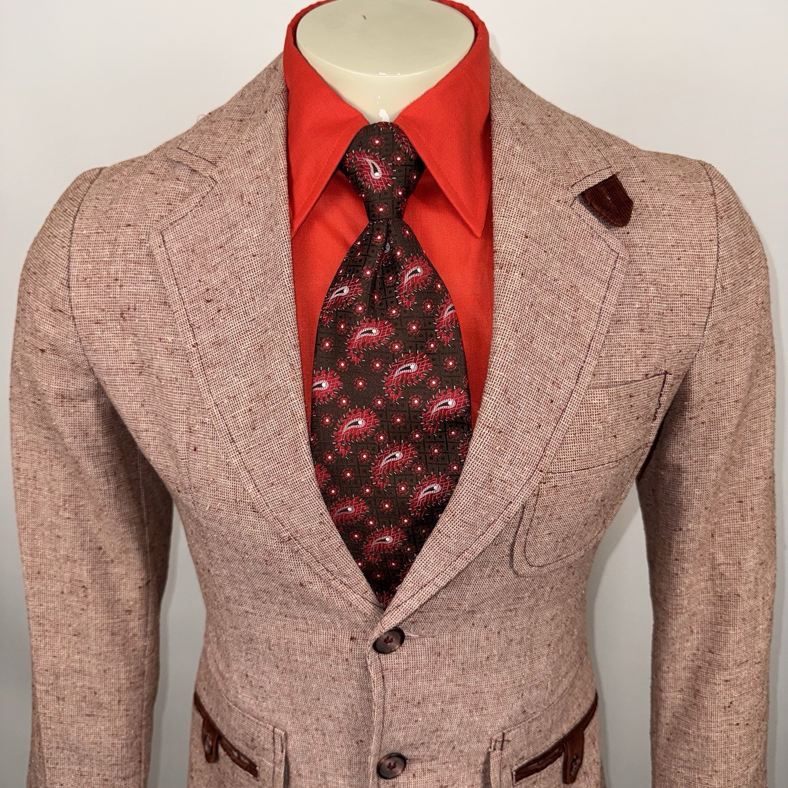 Vintage Esprit 3 Piece Suit Mens 36 Jacket 28 32 Pants Bell Bottom Leisure 70s