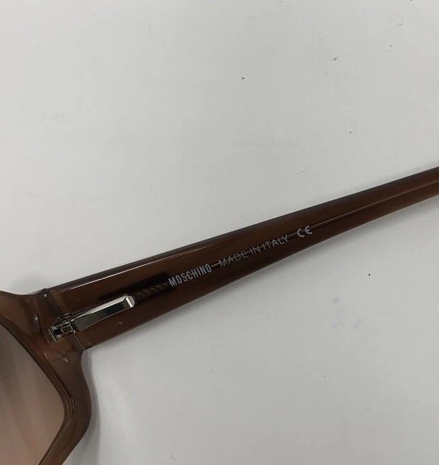 Vtg 90s 00s Y2K Moschino Logo Sunglasses Tan Brown Lenses Rectangle Italy