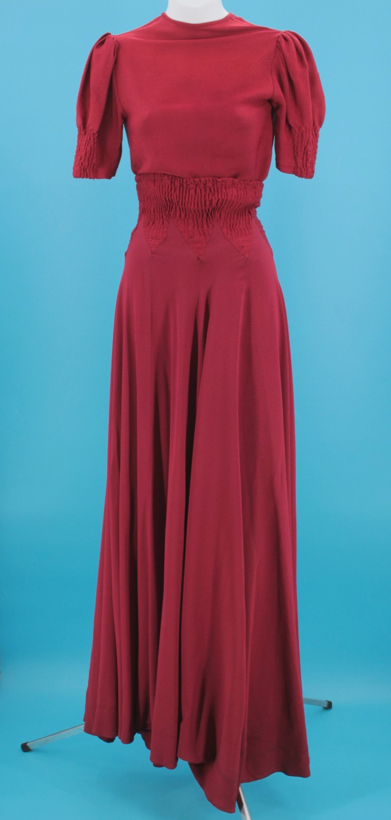 VTG Women’s 30s 2 Pc Maroon Dress Set / Top & Maxi Skirt Sz XS/S 1930s Matletex