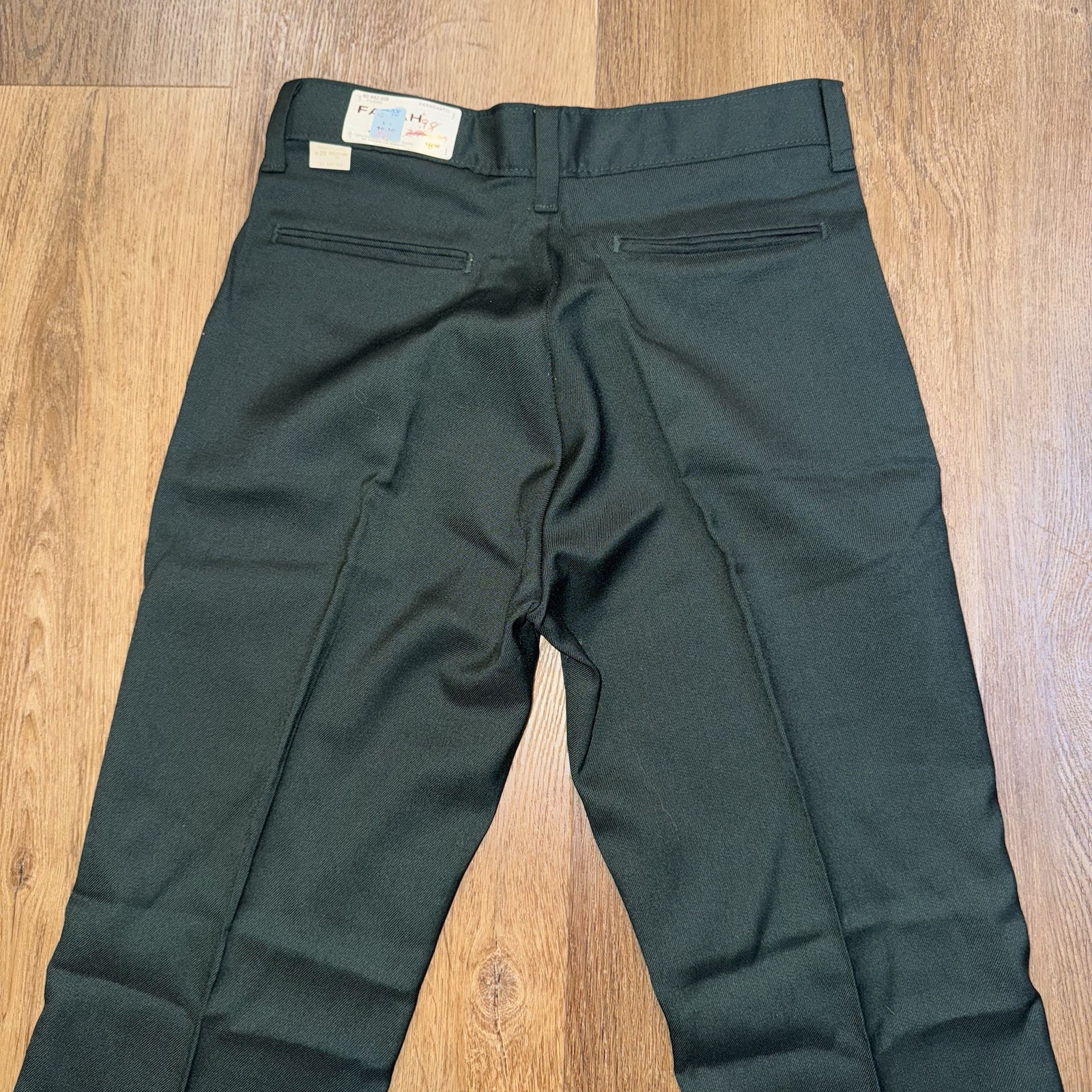 Vintage Farah Bell Bottom Pants 29 30 Disco NOS Polyester Rayon Stretch 60s 70s