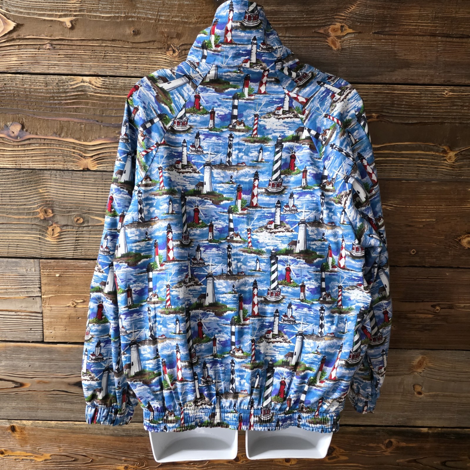 Vintage 70’s -80’s lighthouse pattern jacket made in USA Adult Med
