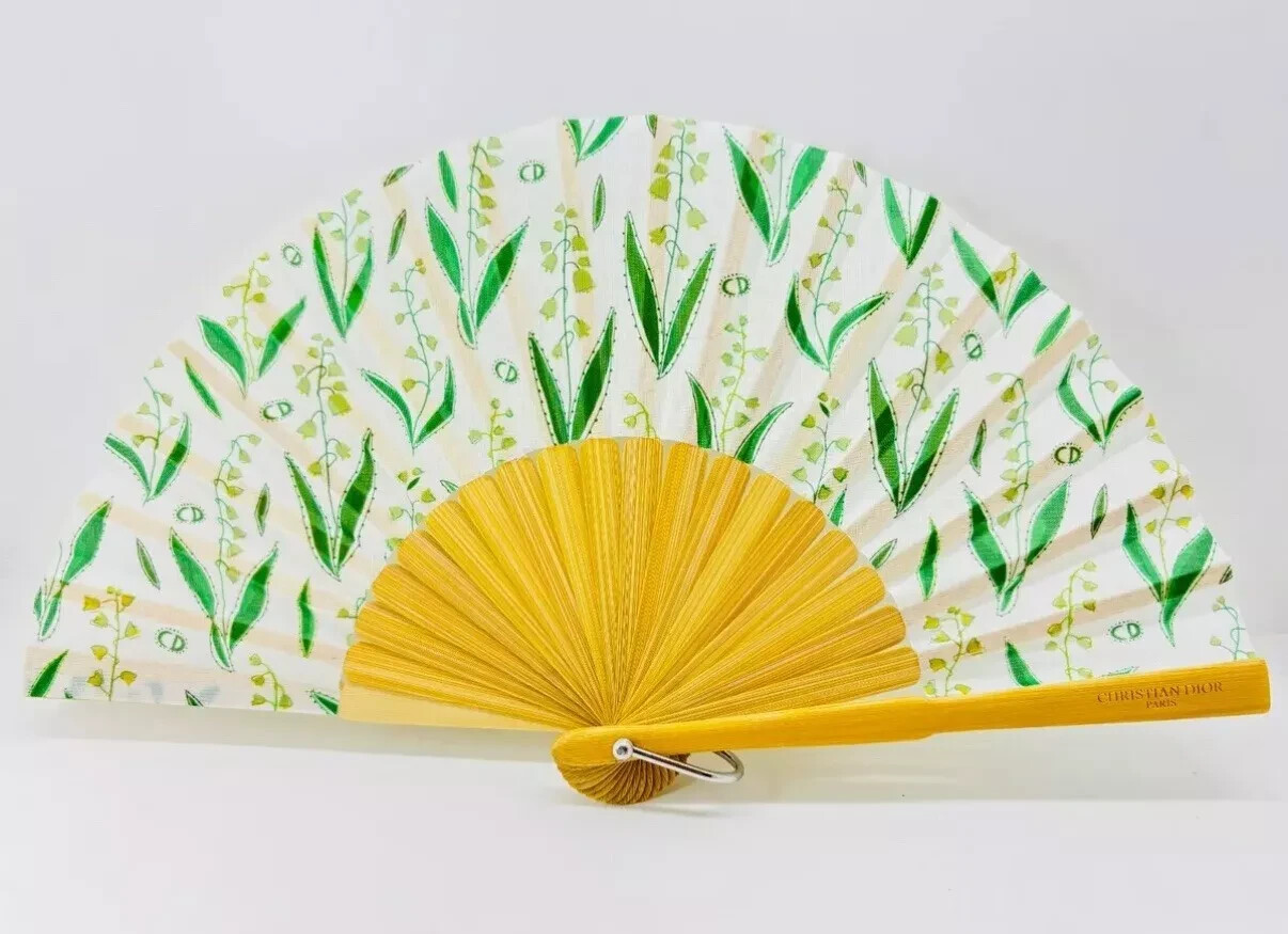 Christian Dior Novelty lily of the valley Mini Folding Fan with Strap Limited