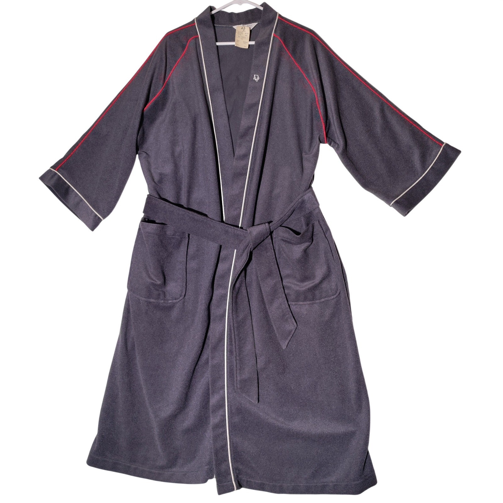 Christian Dior Monsieur Vintage Gray Velour Robe One Size NWT Made in USA