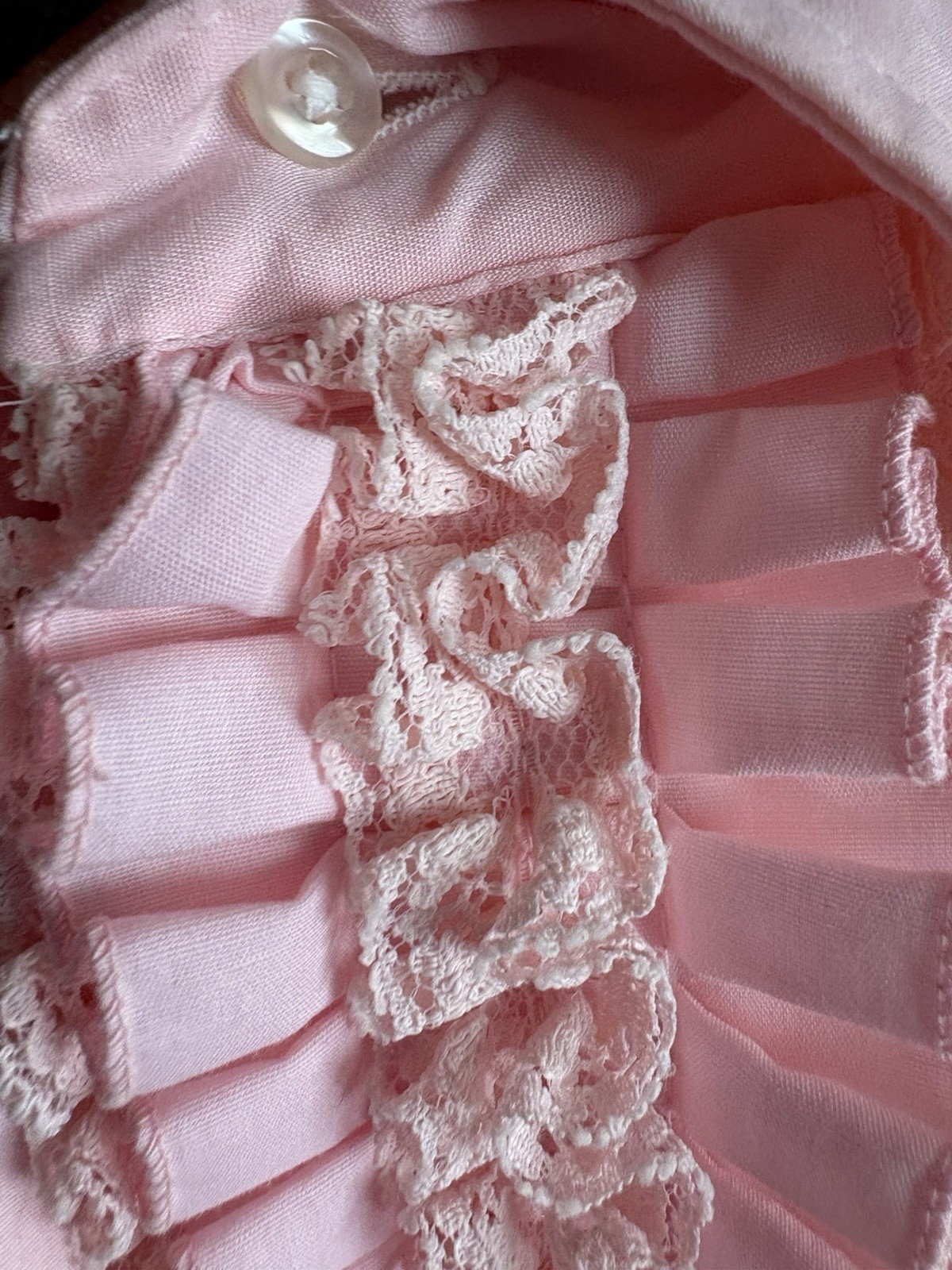 LION OF TROY BABY PINK RUFFLE VINTAGE TUXEDO DRESS SHIRT SZ 15.5 SZ 33 MEDIUM