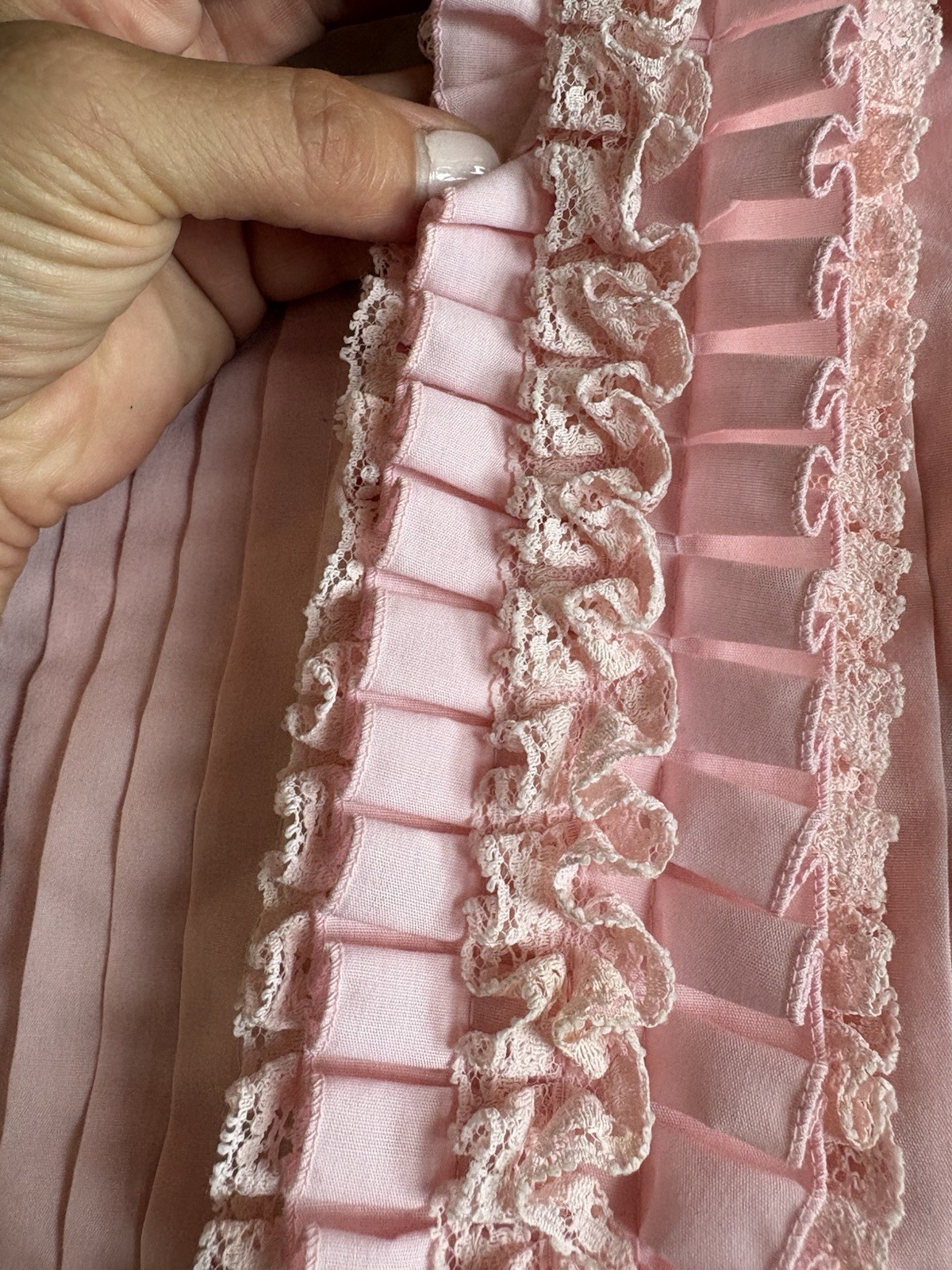 LION OF TROY BABY PINK RUFFLE VINTAGE TUXEDO DRESS SHIRT SZ 15.5 SZ 33 MEDIUM