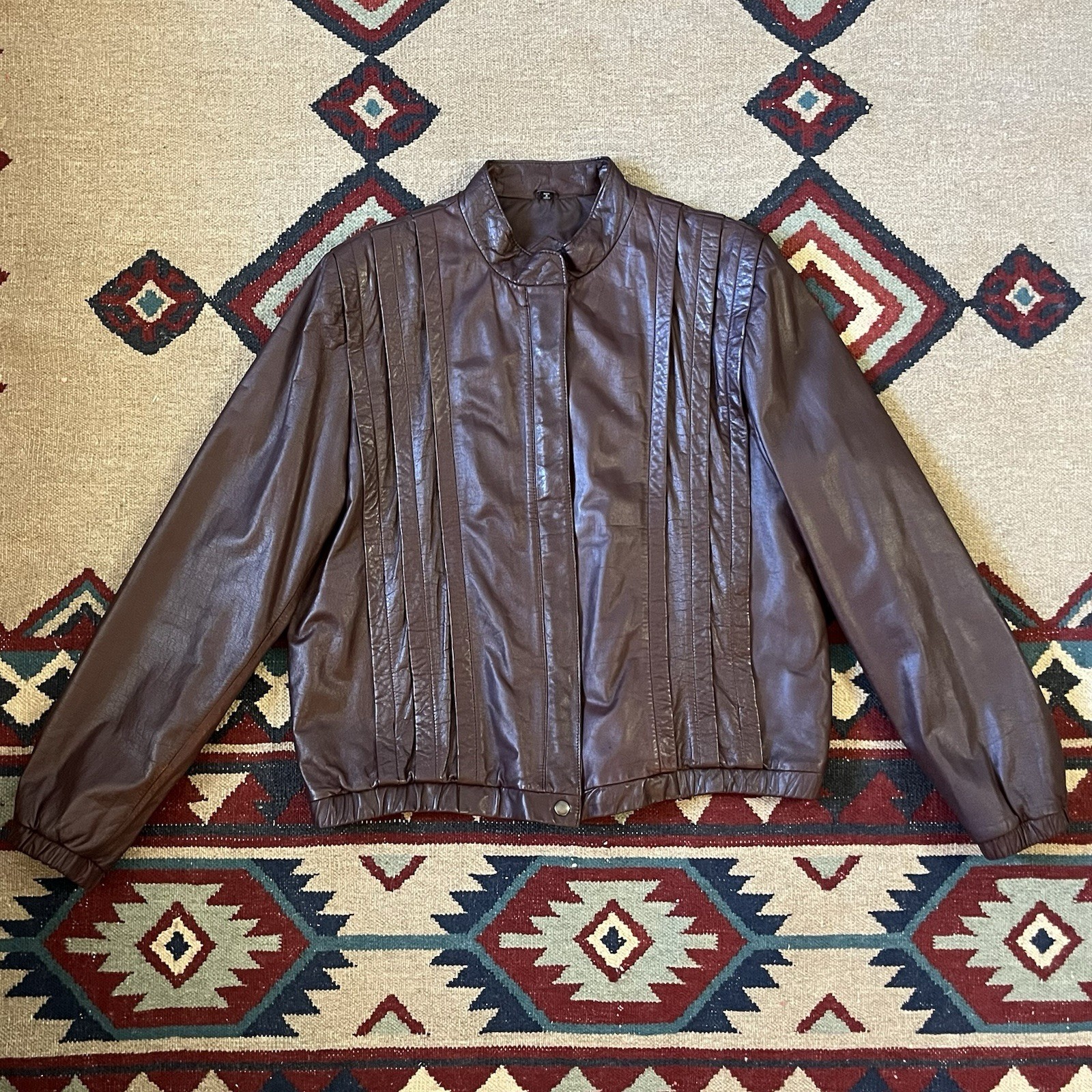 Vintage 80s Leather Jacket Women’s Size 22.5 Winks Lane Brown Zip Up