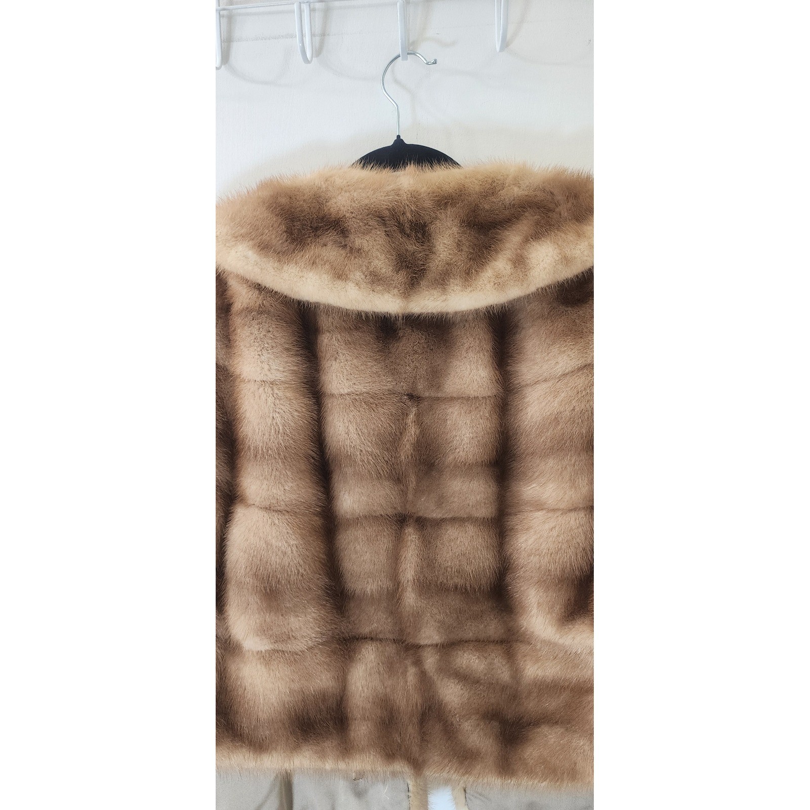VTG Burdine’s of Florida Mink Fur Stole Jacket Brown Cuffed Sleeve Shawl Coat