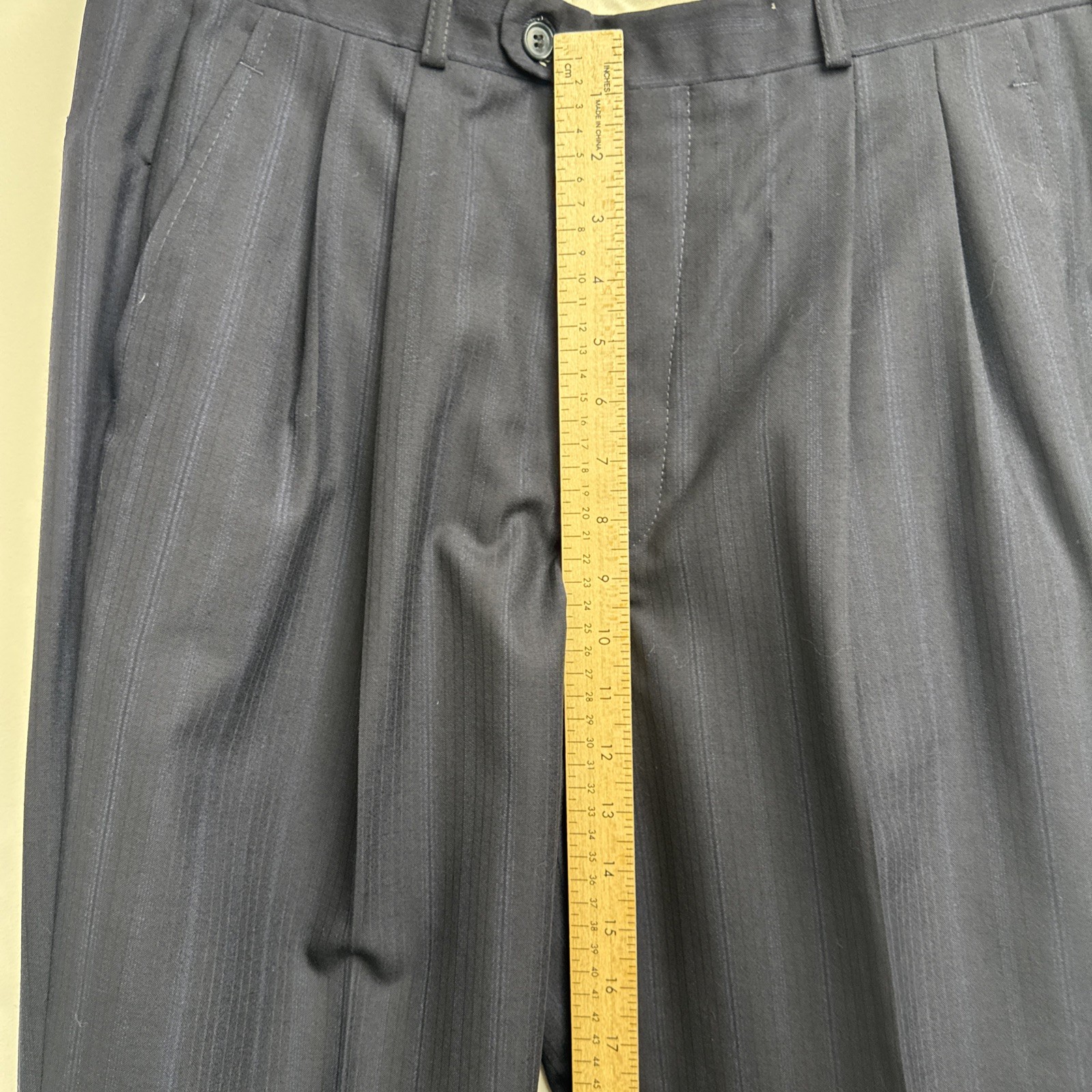 VTG Yves Saint Laurent YSL 2-Piece Suit 40R Navy Pinstripe Wool 80s Lapel Mens