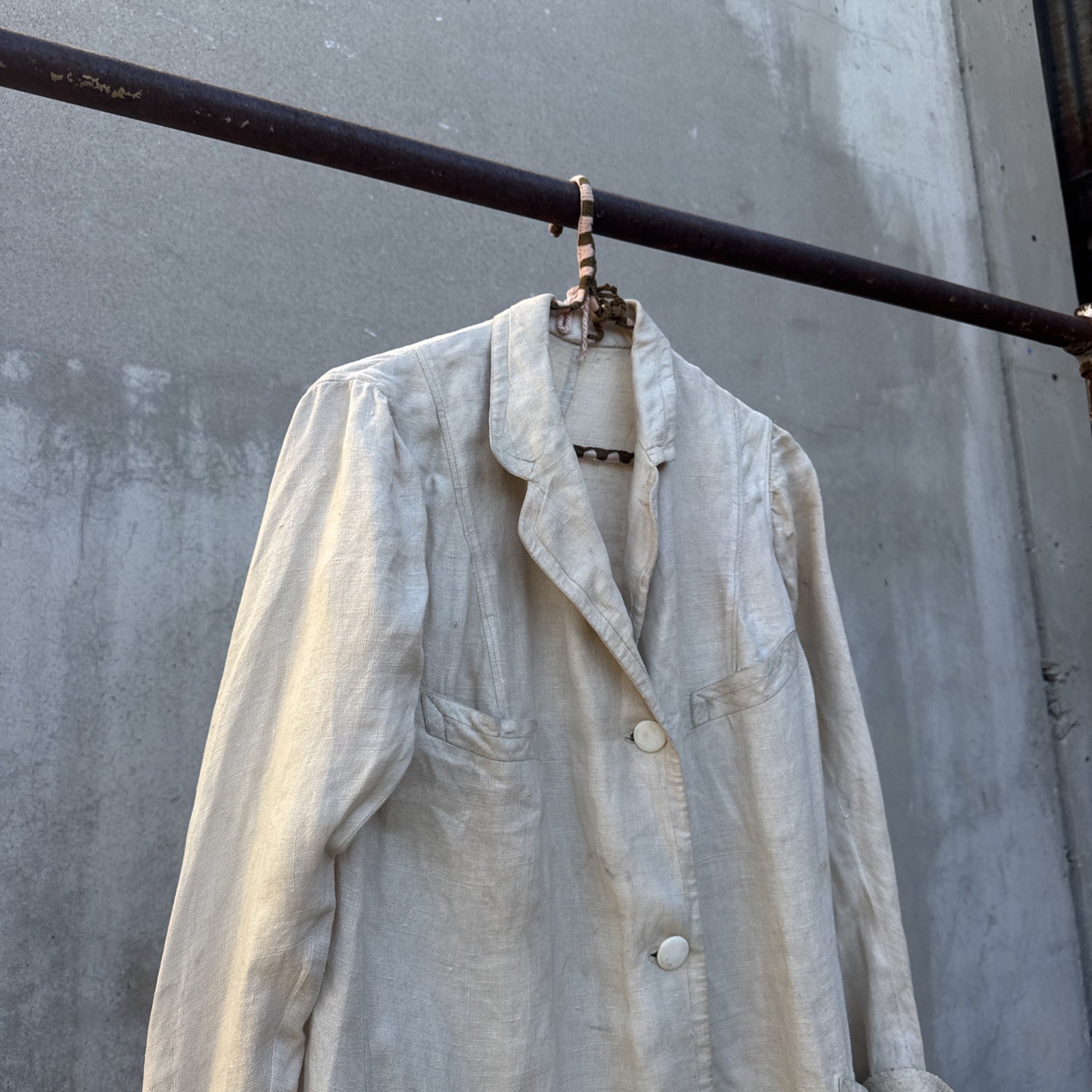 Antique Edwardian Linen Duster Coat Driving Sportswear Full Length Vintage