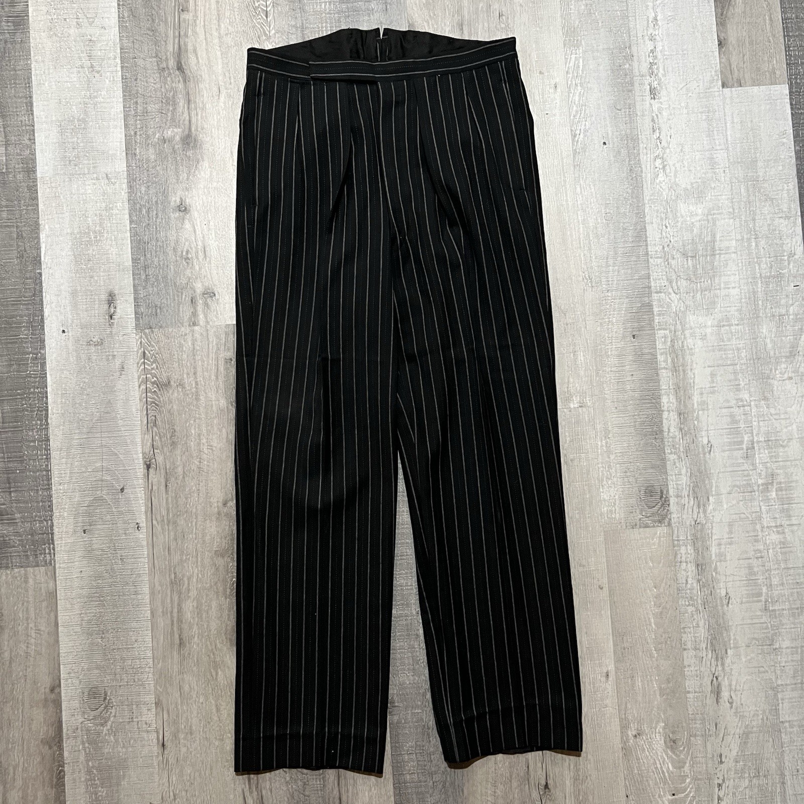VTG 30s/40s F.R. Tripler & Co Pinstripe Black Suspender Trousers Pleated Pants
