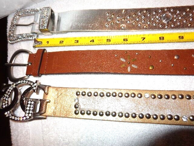 3 VINTAGE LADIES LEATHER WESTERN STYLE BELTS – SIZE 33 – 37 INCH WAIST # L 114