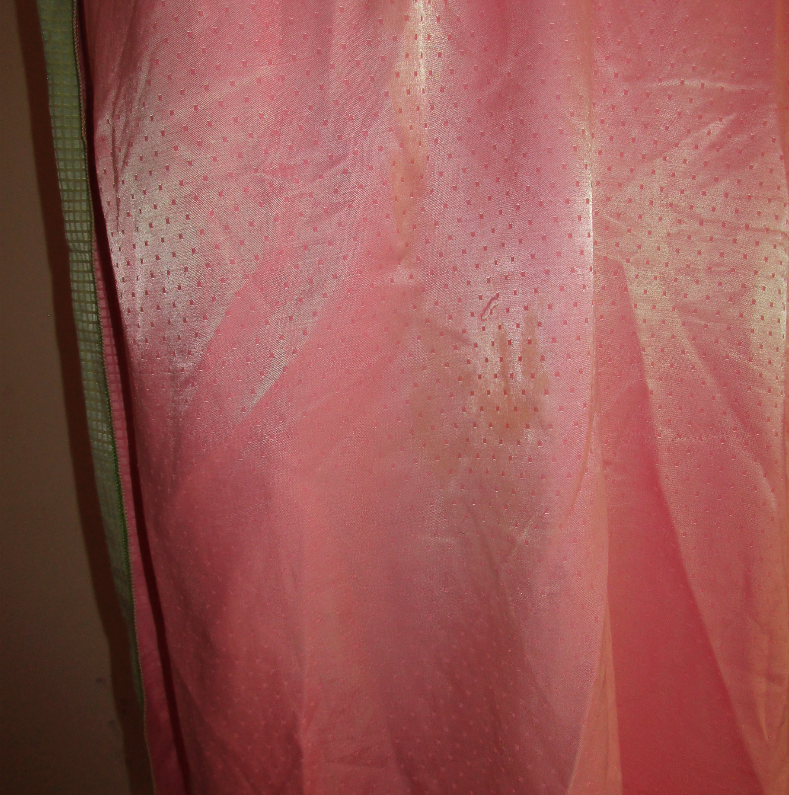 Vintage 80’s Fernando Sanchez Pink White Long Cotton Nylon Belted Robe USA M/L