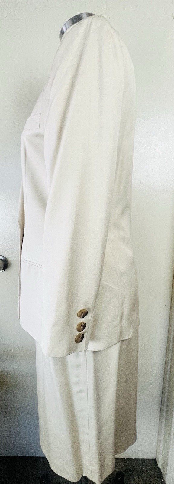 80’s Christian Dior Skirt Suit Women’s Sz:10 Cream/off White Prime Double Breast