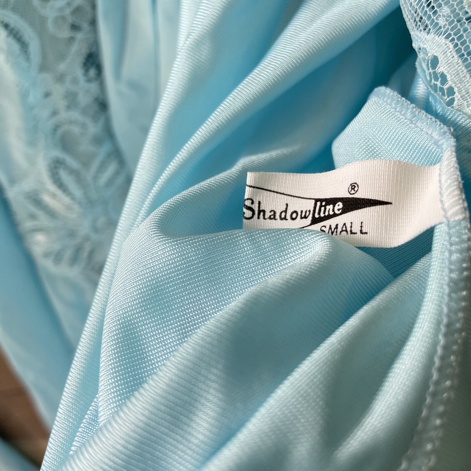 NWT Vintage Shadowline Peignoir China Blue Small 2 Piece Nightgown Robe Lace USA