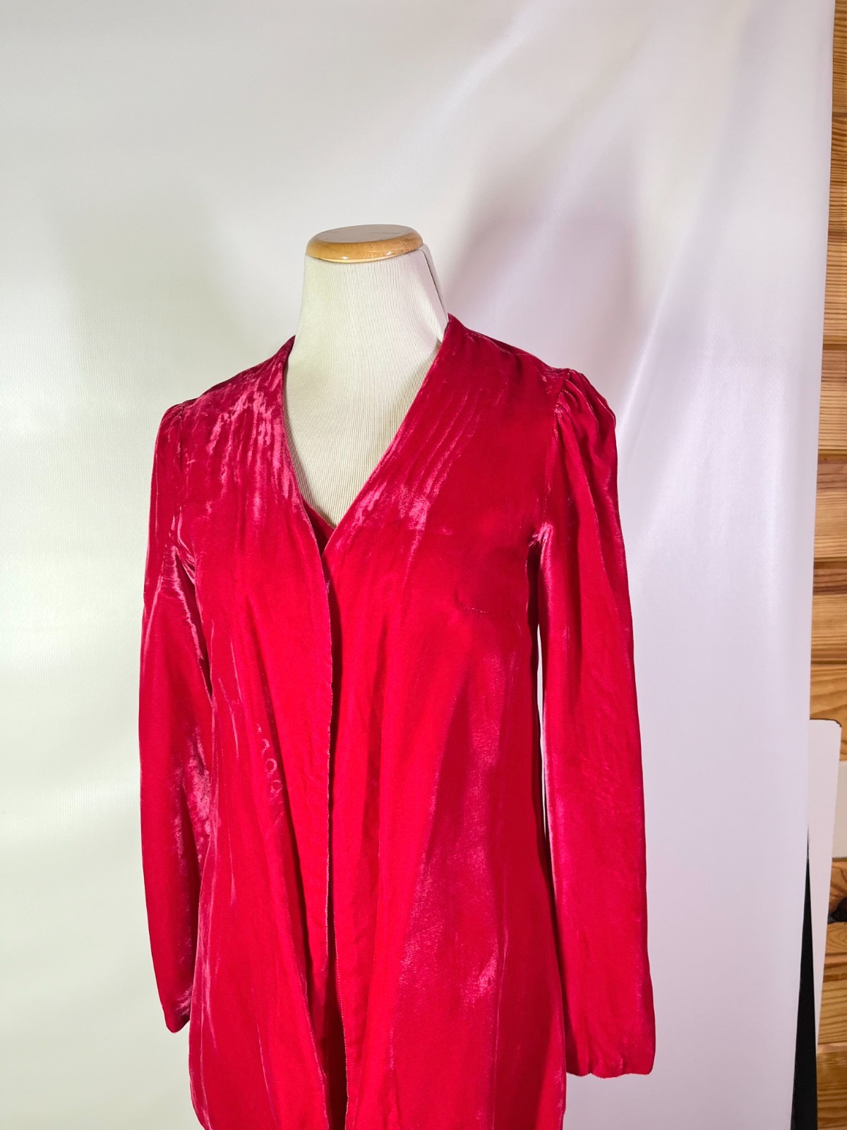 Vintage 1970s Homemade Maxi Dress Jacket Set Hot Pink Velvet Fits S