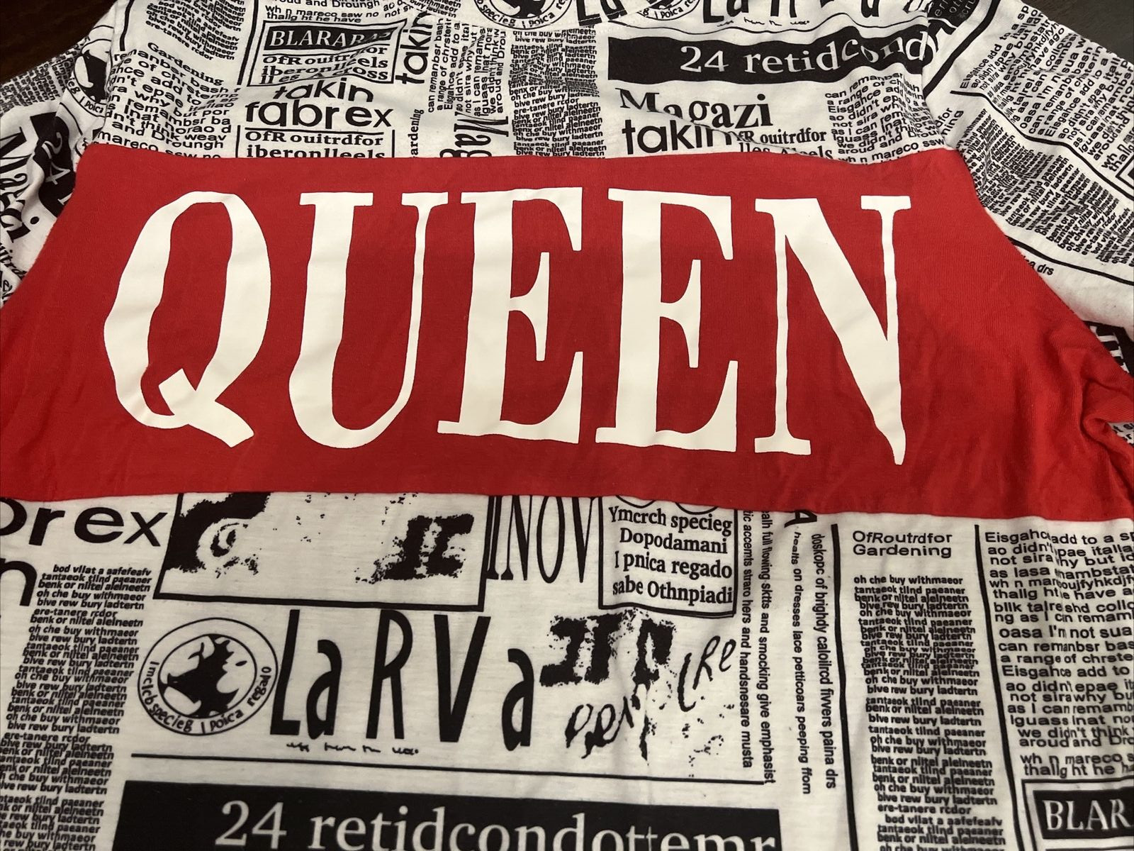 QUEEN BEE Dress Night Shirt Ladys 4XL All Over Graphic Print Stretch Shine Curve