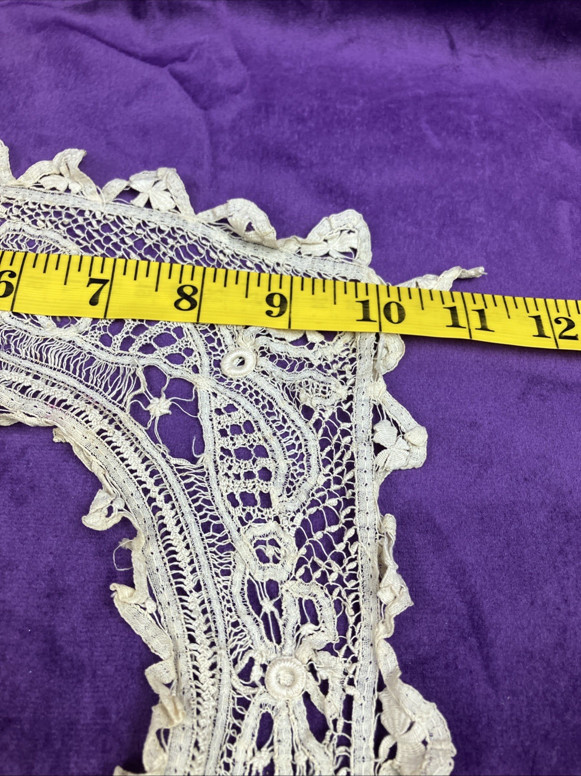Antique Victorian Edwardian Handmade Lace Collar Needs Bobbin Fine
