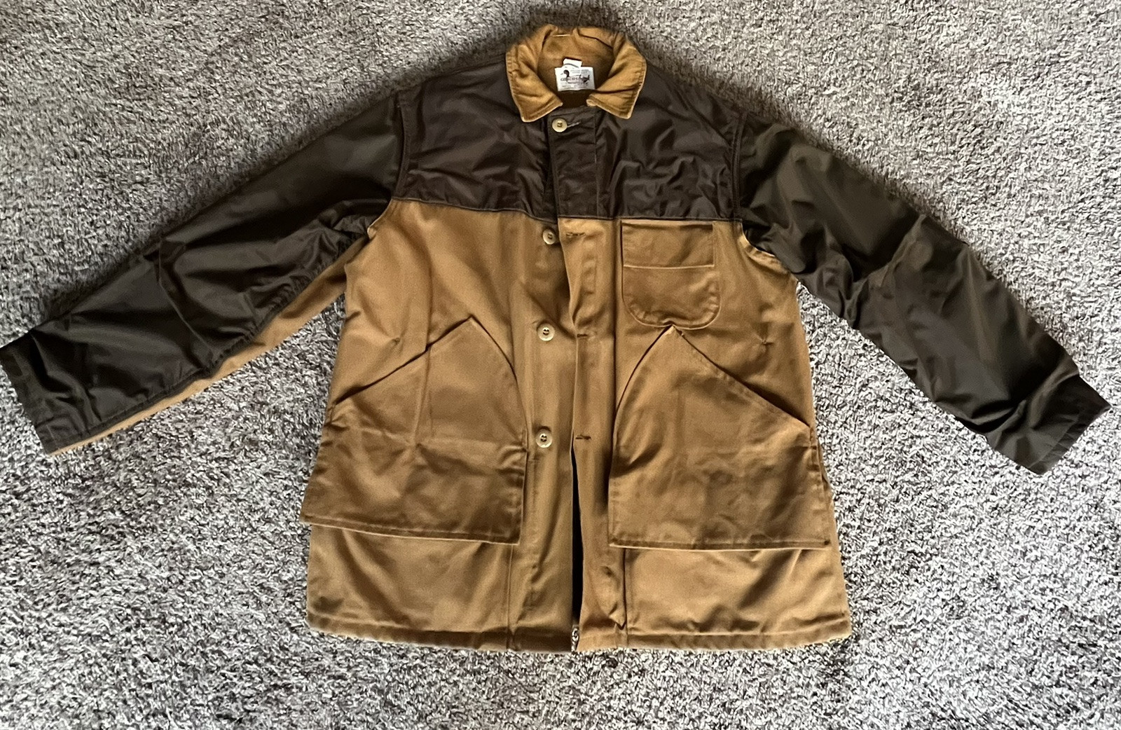 VINTAGE Rare CANVASBACK HUNTING JACKET 1960s 70s CUSTOM MADE Size 42 w/orange