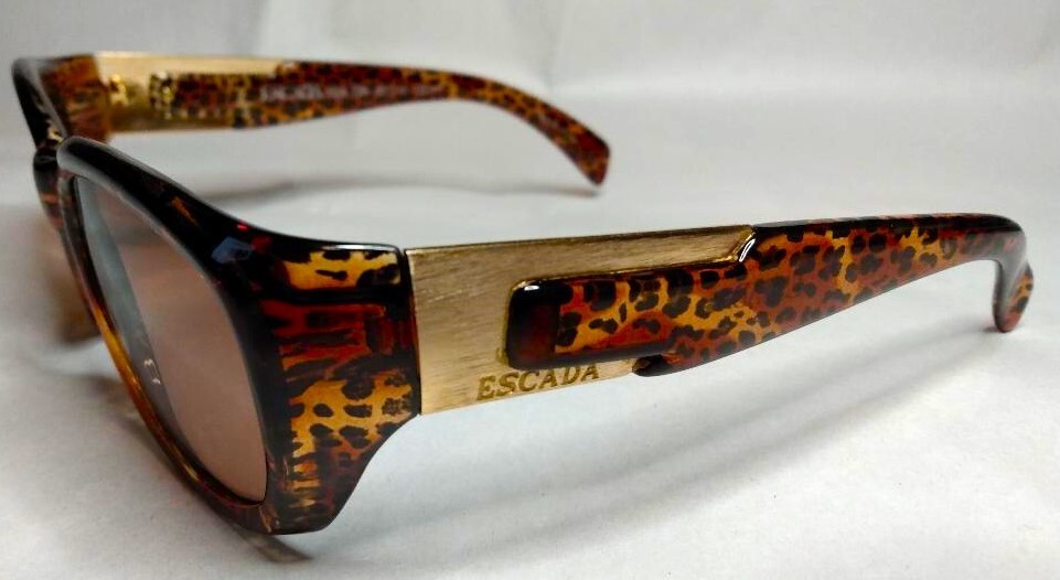 ESCADA F004 LEOPARD BROWN GOLD OVAL SUNGLASSES 55/17/120 VINTAGE FRANCE