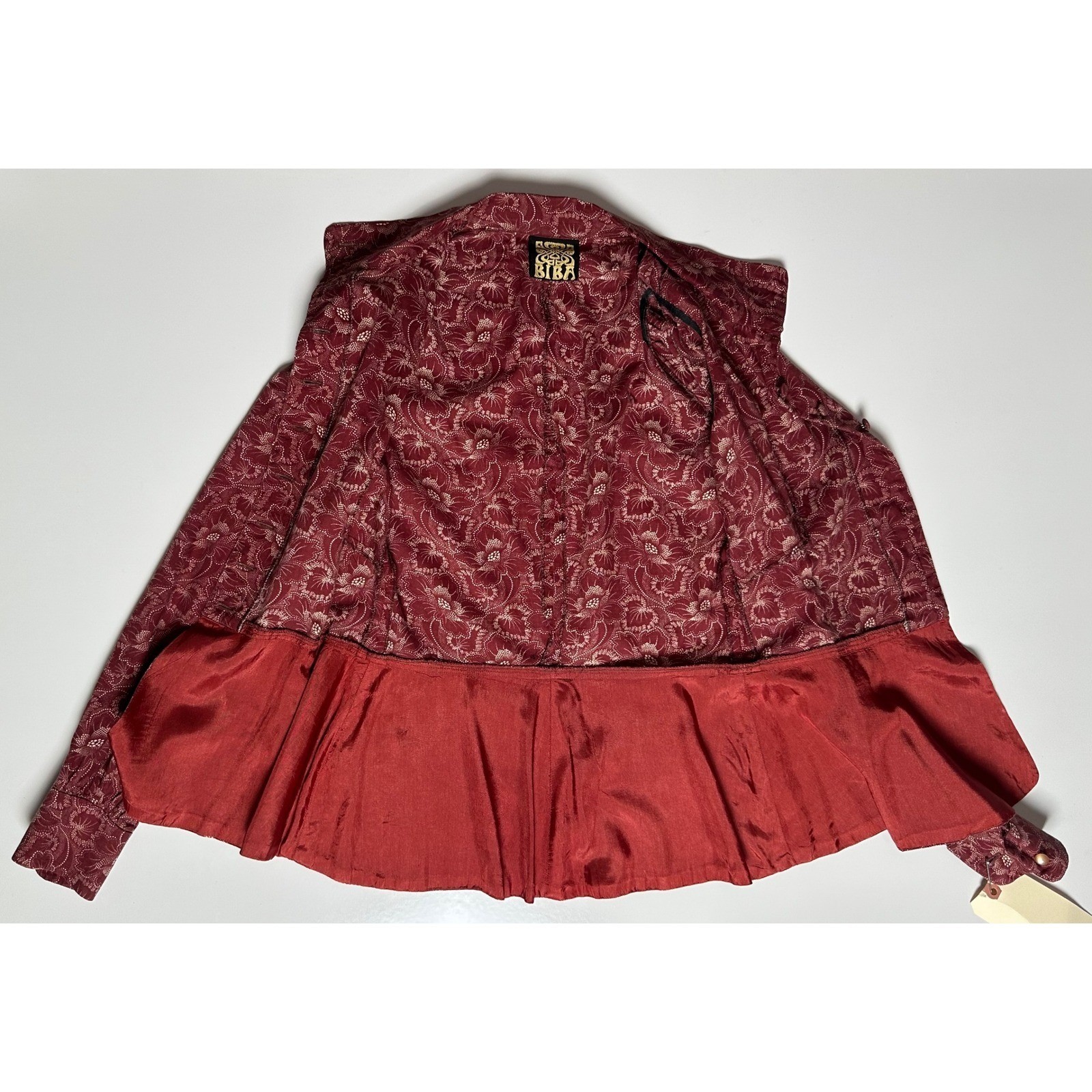 Biba VTG 70’s Floral Blazer Skirt Set Burgundy Sony Studios S Iconic Biba Print
