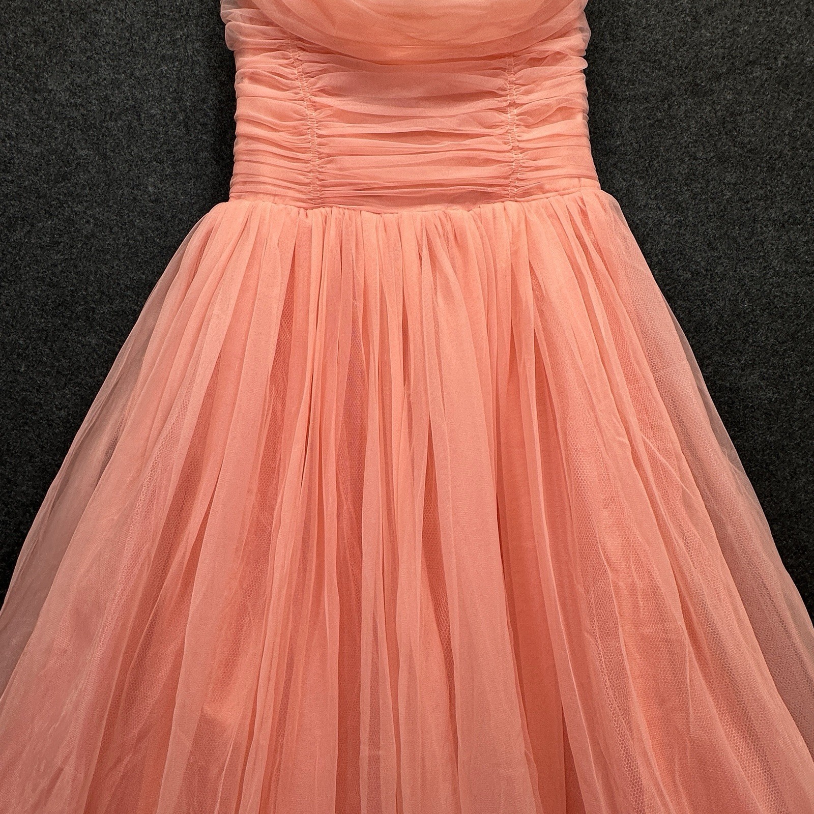 VTG 50s Coral Tulle VLV/ Coquette/whimsy/fairy Dress S Waist 25 In