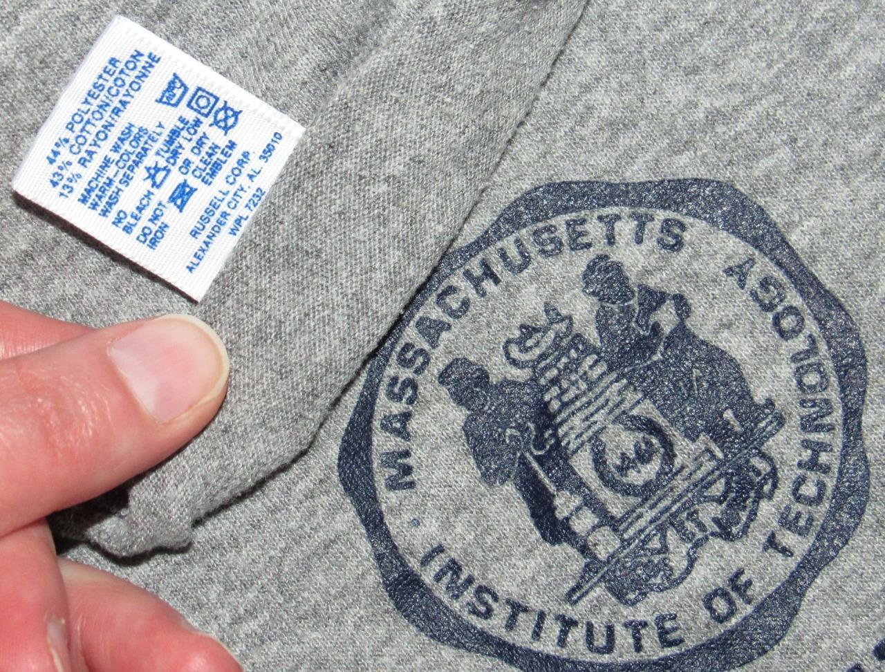 Vtg MIT Russell Athletic Grey Rayon Tri Blend T Shirt M/L