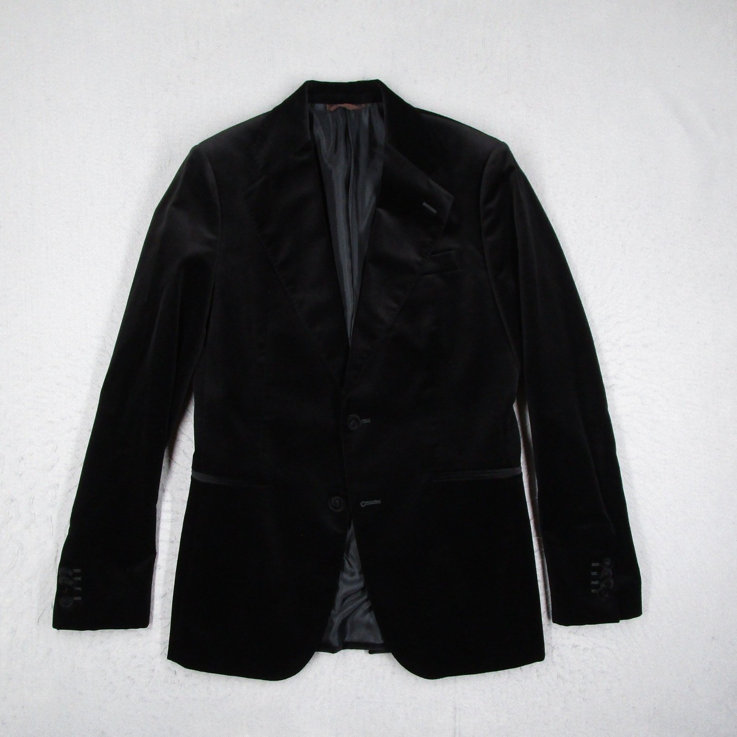 Roberto Cavalli Mens 48 IT Black Velvet Suit 2 Button CUX820I Made in Italy