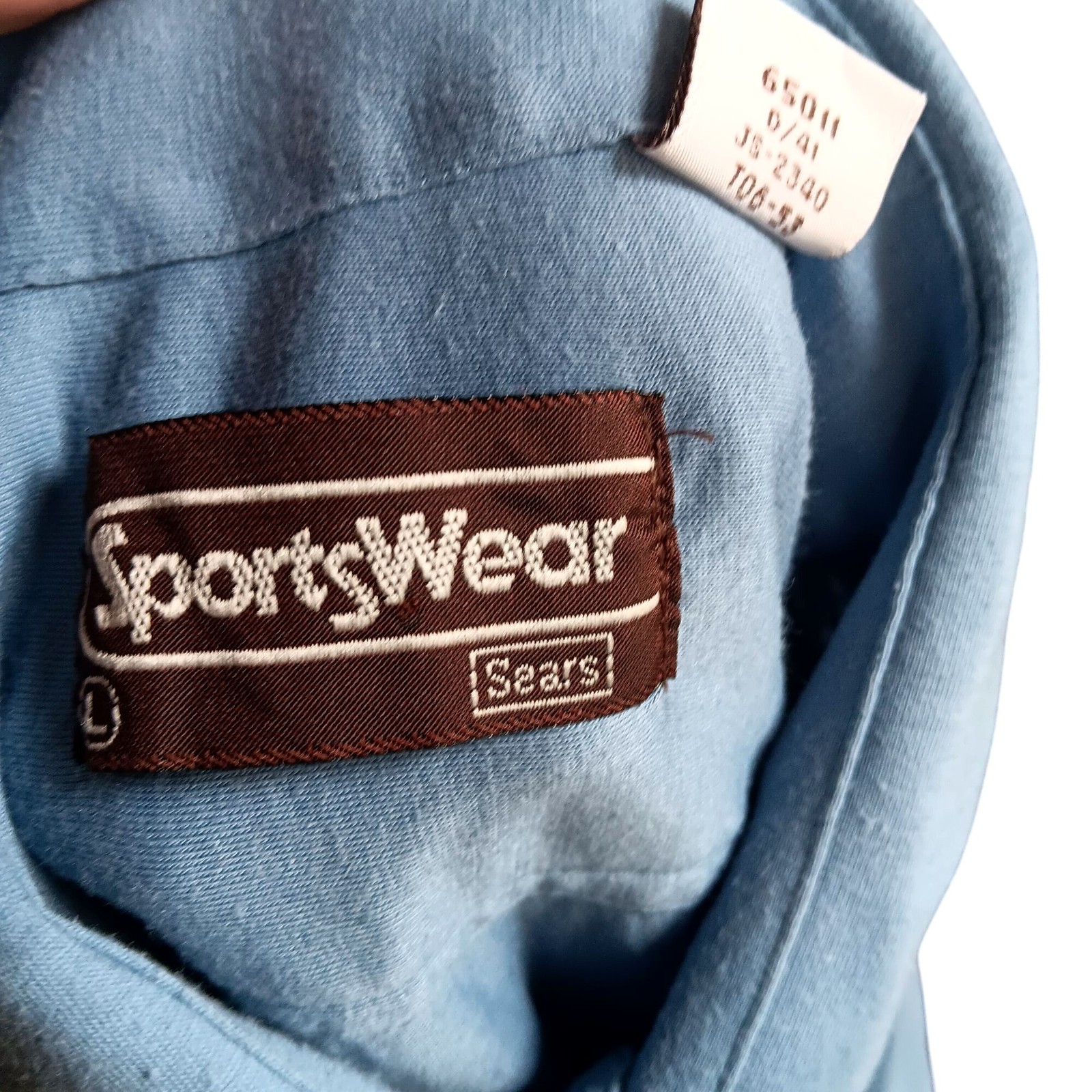 True Vintage Sears Shirt Large Blue Short Sleeve 70’s Button-Up Pockets Buttery